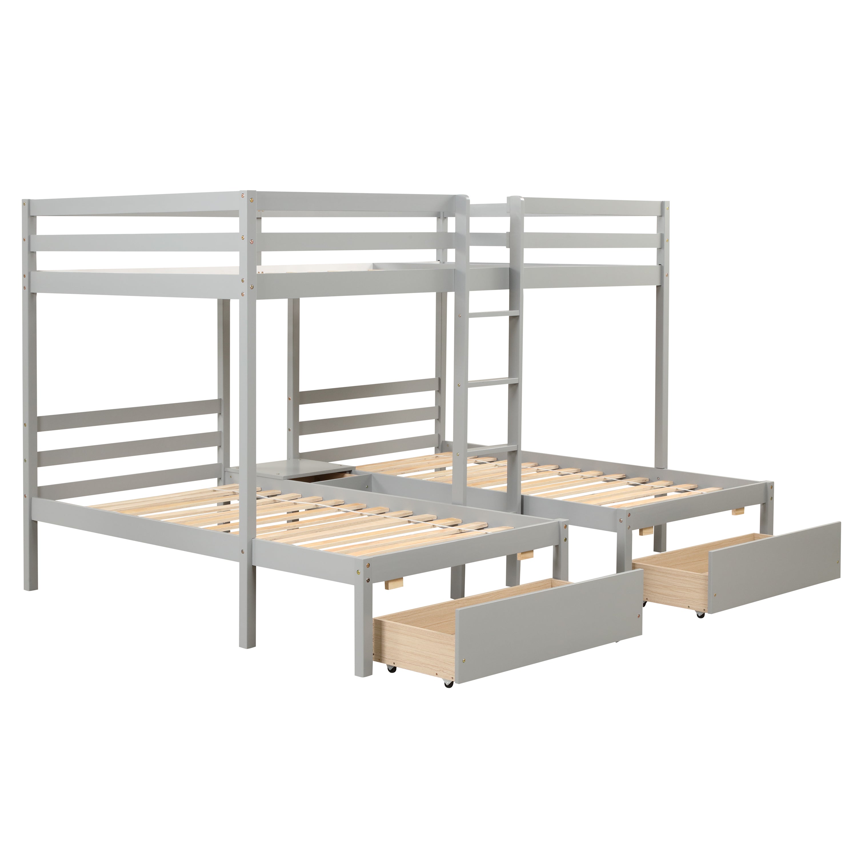 Full over Twin Multifunctional Space-Saving Bunk Bed with Drawer 